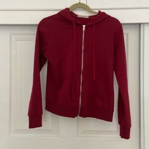 Red zip up jacket